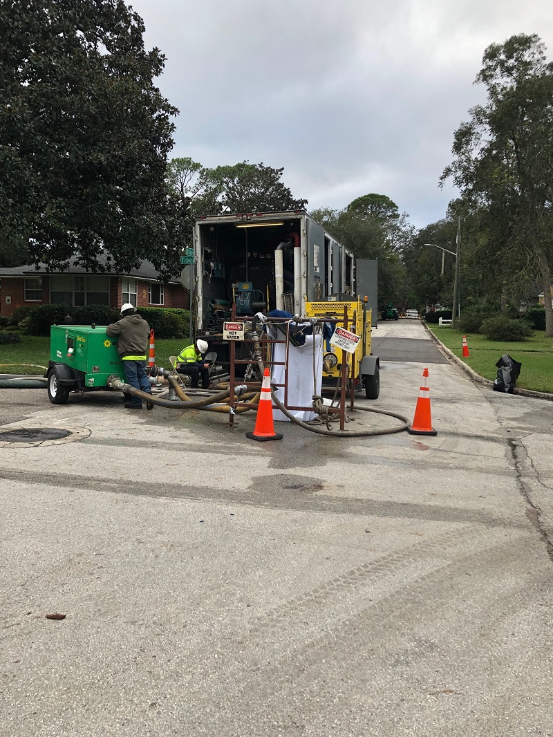 Sewer pipe lining truck and equipment on Tiber-Olive project Sewer pipe lining truck and equipment on Tiber-Olive project